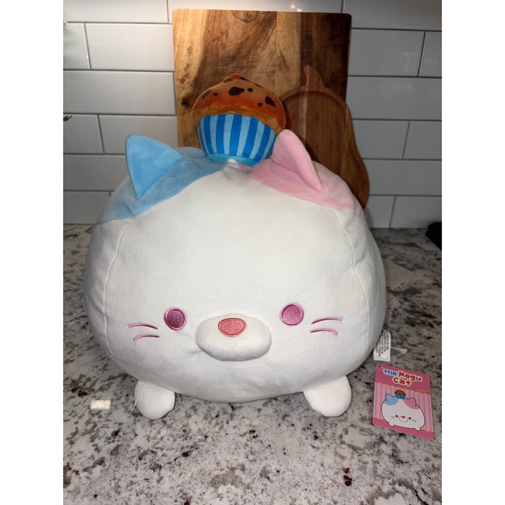 12” NWT Squishmallow MOGU Cat Cupcake Muffin White Blue Pink Plush